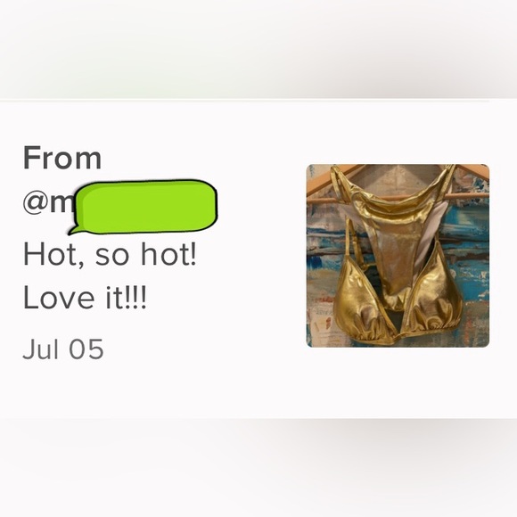 NWT (M) GOLDEN shine gold Brazilian bikini skimpy triangle competition bikini - Picture 8 of 8